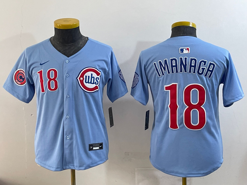 Youth 2025 MLB Chicago Cubs #18 Imanaga  blue jersey->youth mlb jersey->Youth Jersey